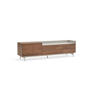 Mueble TV diseño moderno y minimalista 180 nogal y metal gris 6