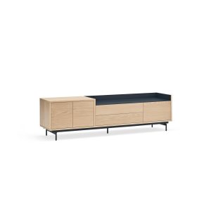 Mueble TV diseño moderno y minimalista 180 roble y metal azul 4