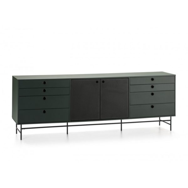 Mueble aparador diseño moderno industrial verde y negro (1)