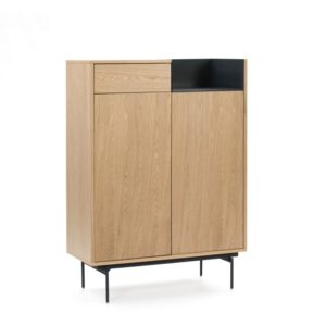Mueble auxiliar diseño moderno y minimalista roble y metal azul (5)