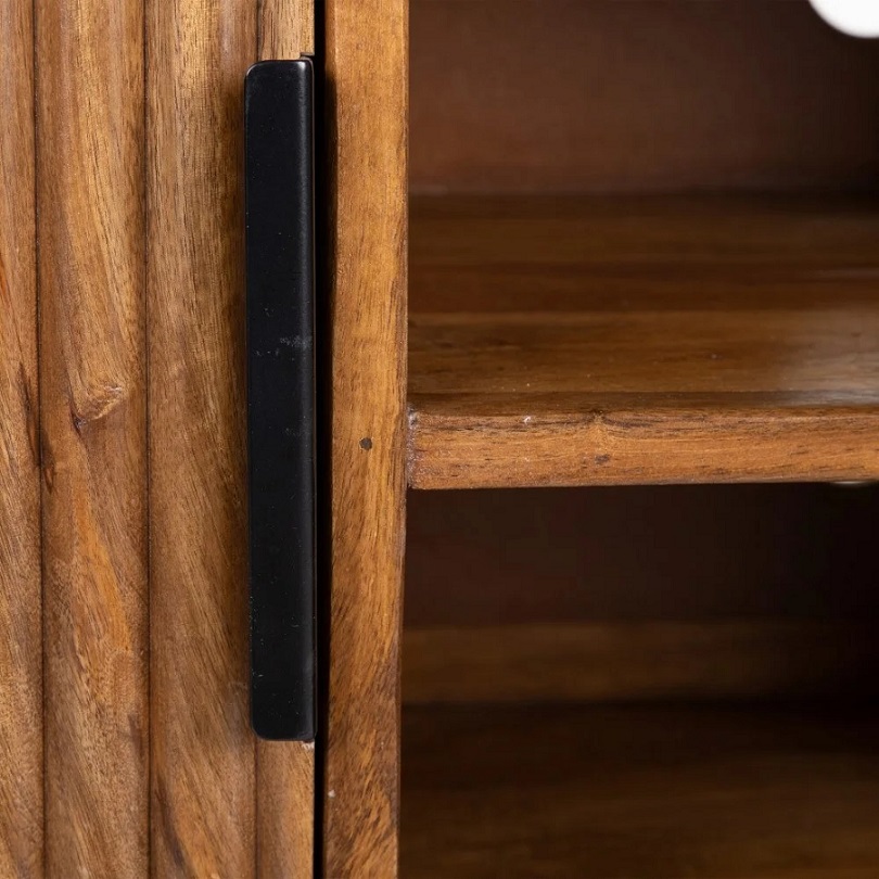 152796 Mueble de televisión rústico vintage 180 madera mango y sobre de mármol oscuro - Imagen 5