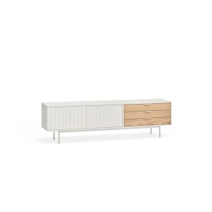 Mueble tv diseño moderno minimalista blanco y roble 6