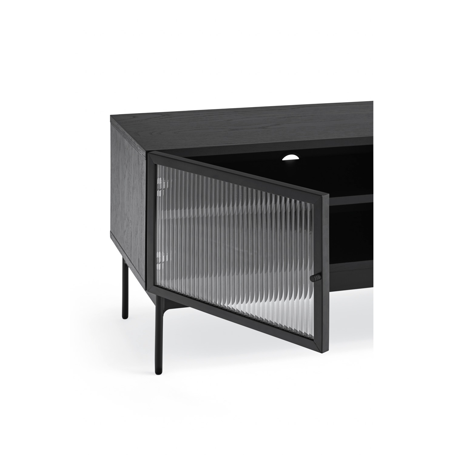 Mueble tv diseño moderno y minimalista negro y vidrio 7