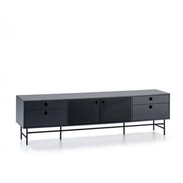 Mueble tv diseño moderno industrial azul y negro (3)