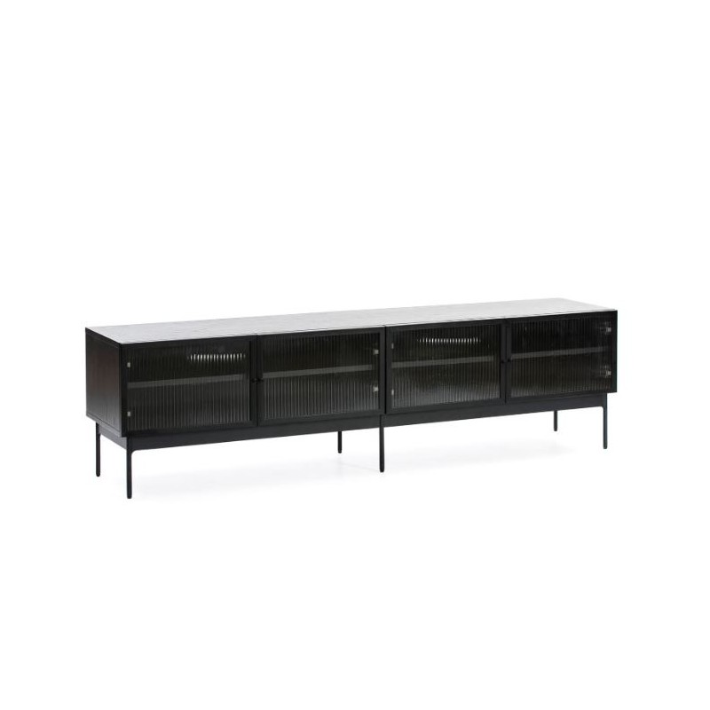 Mueble tv diseño moderno y minimalista negro y vidrio (3)