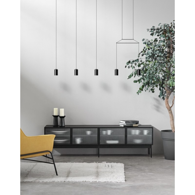 13703_TE Mueble TV de diseño moderno y vanguardista BLUR 180 en madera y cristal - Imagen 3