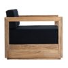 28119 Sillón de diseño rústico nórdico SCIACCA 92 madera color natural y cojines negros - Imagen 2