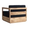 28119 Sillón de diseño rústico nórdico SCIACCA 92 madera color natural y cojines negros - Imagen 3
