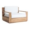 28117 Sillón de diseño rústico nórdico SCIACCA 92 madera color natural y cojines blancos - Imagen 6