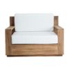 28117 Sillón de diseño rústico nórdico SCIACCA 92 madera color natural y cojines blancos - Imagen 5