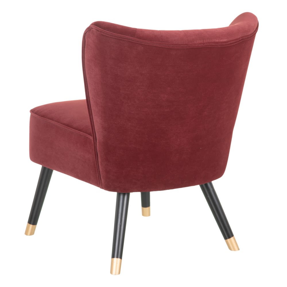 153249 Sillón de diseño vintage Art Decó terciopelo rojo con patas negro y oro - Imagen 3