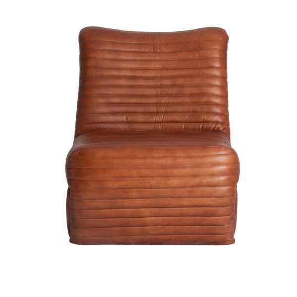 Sillón diseño vintage industrial cuero marrón costuras horizontales (1)