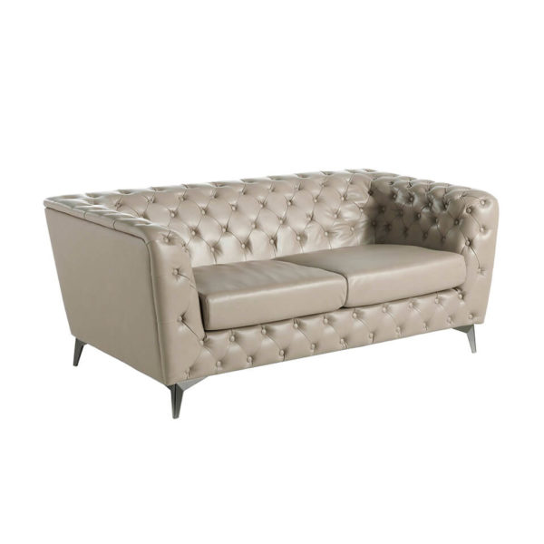 FL1838-2P-VISÓN Sofá de diseño 174 tapizado en piel capitoné y patas de acero