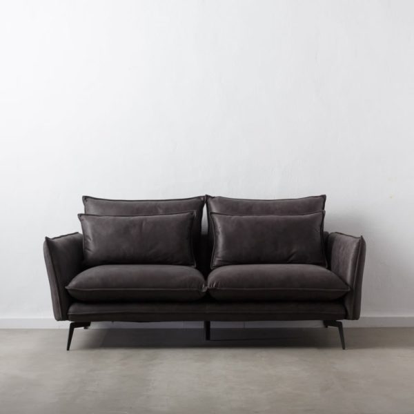 152780 Sofá de 2 plazas de diseño vintage industrial 232 tapizado gris y patas hierro negro