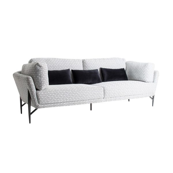28045 Sofá de diseño moderno GIDYA 235 tela blanco y negro con patas acero negro
