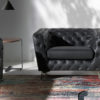 FL1838-1P-NEGRO Sillón de diseño tapizado en piel capitoné y acero - Imagen 6