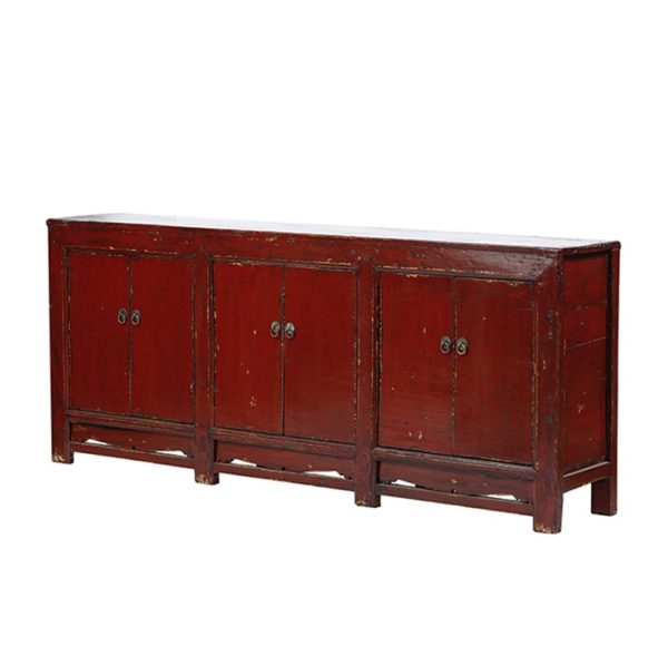 BB873 Aparador de diseño oriental tibetano 214 madera color rojo