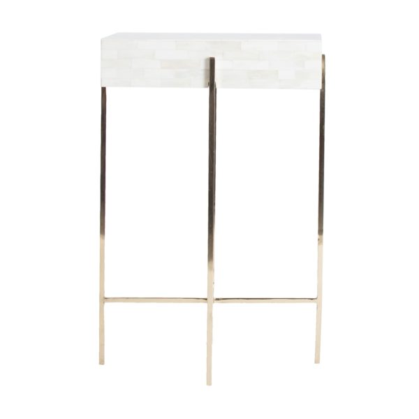 27953 Mesa auxiliar cuadrada de diseño Art Decó 35 colores blanco y dorado