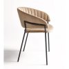 ORISA-B Sillón o silla de diseño vintage terciopelo color beige y metal negro