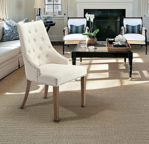 687355 Silla ANTICA II diseño clásico con capitoné madera natural y tapizado blanco