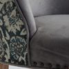 27410 Silla de diseño clásico FAENZA terciopelo gris y flores verdes con tachuelas - Imagen 4