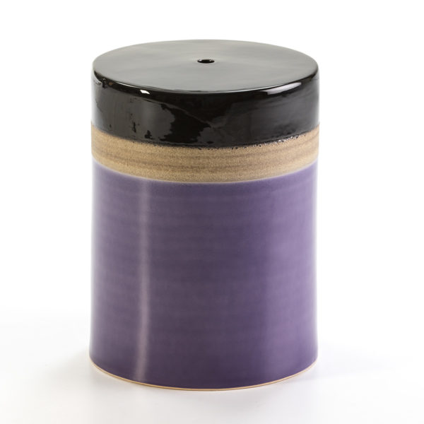 21052/00 Taburete de cerámica de diseño lila, crema y negro