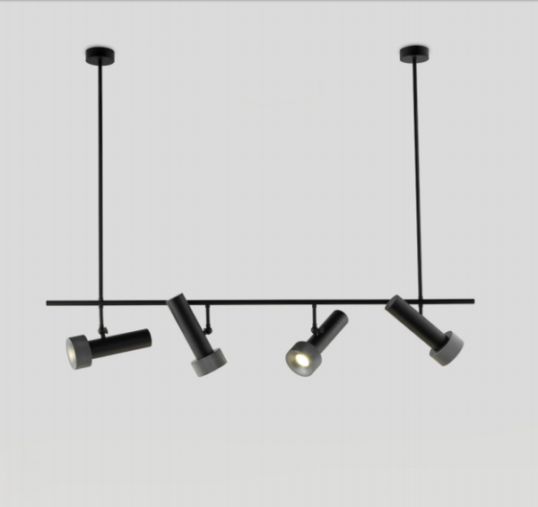 C1279/4 Lámpara de techo de diseño moderno FOCUS acero negro 4 cabezas