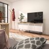 Mueble televisión diseño minimalista blanco y roble metal negro 2