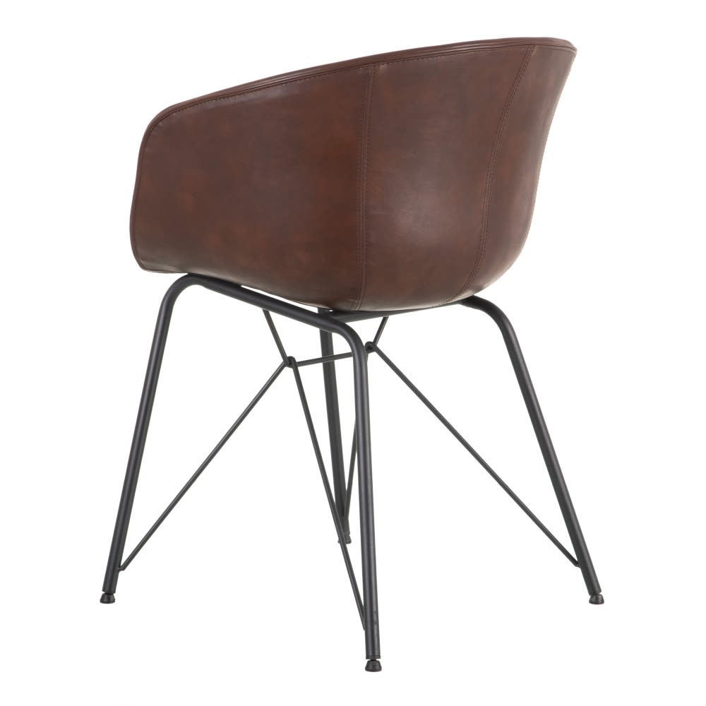 153102 Silla de diseño vintage industrial símil piel marrón oscuro y patas metal negro - Imagen 3