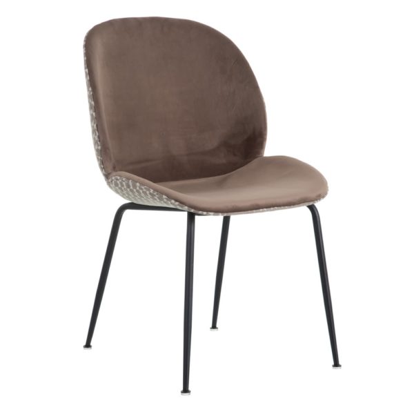 152589 Silla de diseño vintage terciopelo visón y estampado geométrico parte trasera