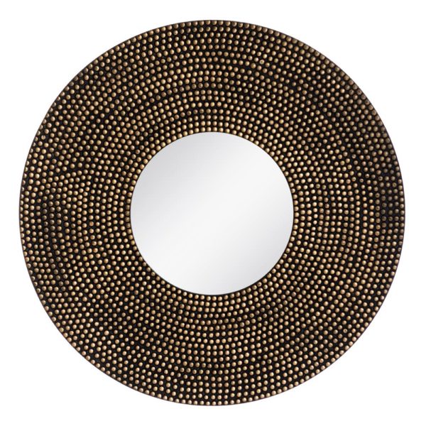 151528 Espejo redondo de diseño vintage 90 negro y oro