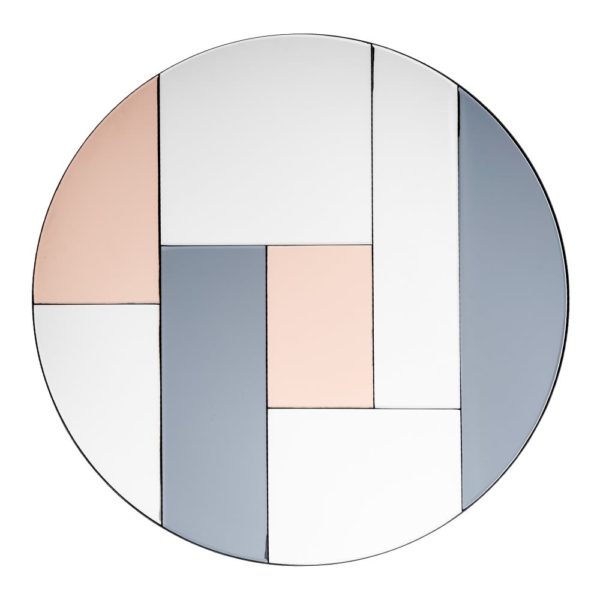 151547 Espejo redondo de diseño moderno 80 multicolor tonos rosa y gris