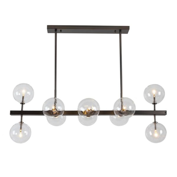 62677/00 Lámpara de techo de diseño vintage 110 metal negro y 10 esferas cristal