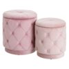 152308 Set de 2 puff arcón de diseño vintage Ø40 tapizado capitoné color rosa - Imagen 2