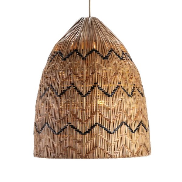 29954/00 Lámpara de techo de diseño étnico 60 mimbre color natural con zig zag negro
