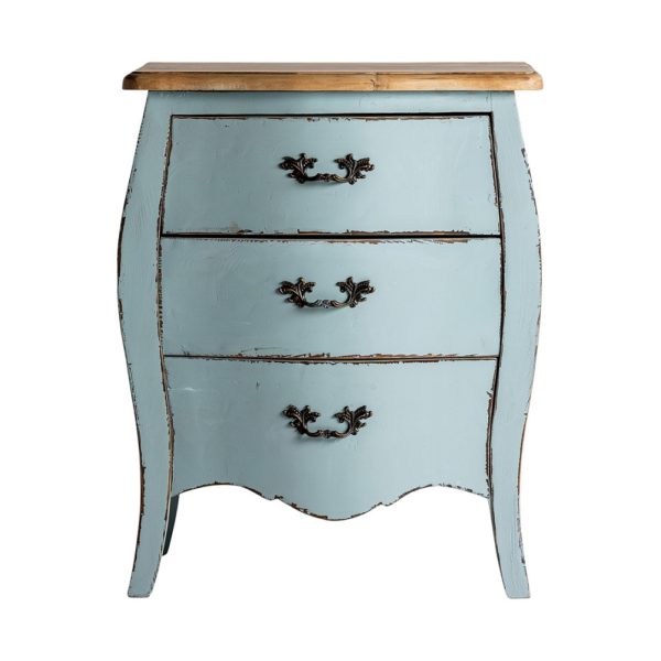 27038 Mesita de diseño provenzal vintage VENECIA 56 madera azul envejecido