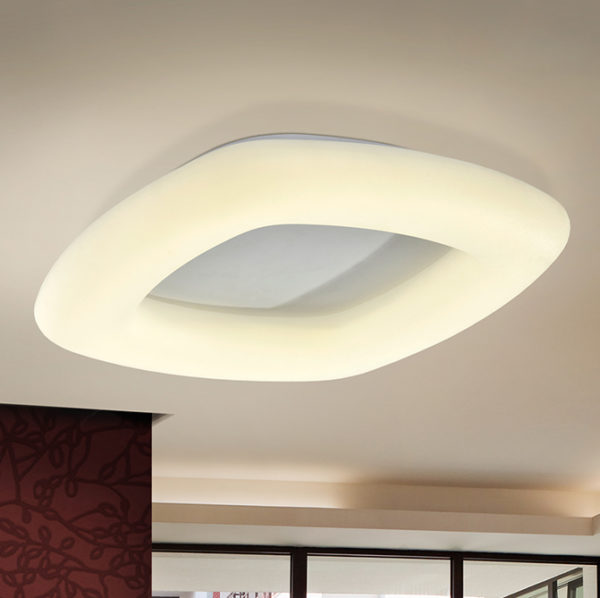 673744 Plafón de techo cuadrado de diseño moderno QUASAR 58 metal blanco mate