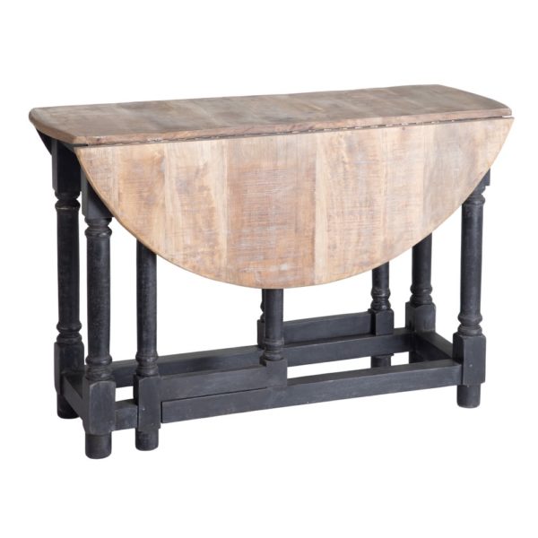 152821 Mesa de comedor plegable de diseño vintage 110 madera acabado natural y negro