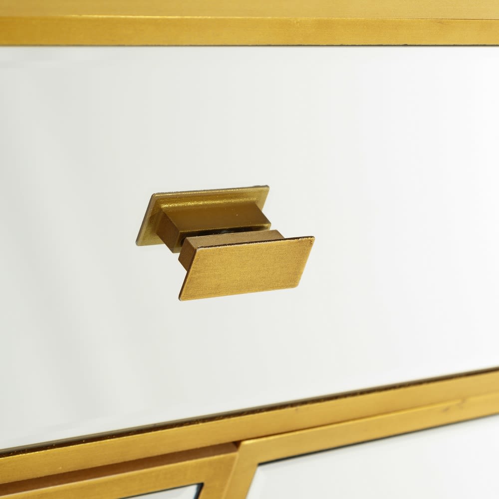 107654 Mueble recibidor de diseño vintage Art Decó 90 madera acabado oro y  espejo