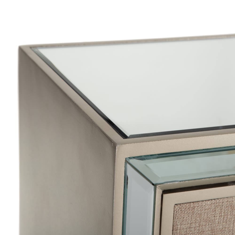 153023 Mueble recibidor de diseño vintage 80 en color beige y espejo plata