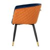 703064 Silla con reposabrazos Art Decó terciopelo azul y naranja patas negro con dorado