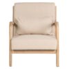 800028 Sillón butaca de diseño nórdico madera natural y tapizado lino beige