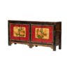 JM719 Aparador de diseño oriental 184 madera marrón puertas rojo dibujos florales - Imagen 4