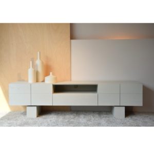 34H2314N Mueble de televisión de diseño moderno minimalista RÍO 198 roble  acabado negro mate
