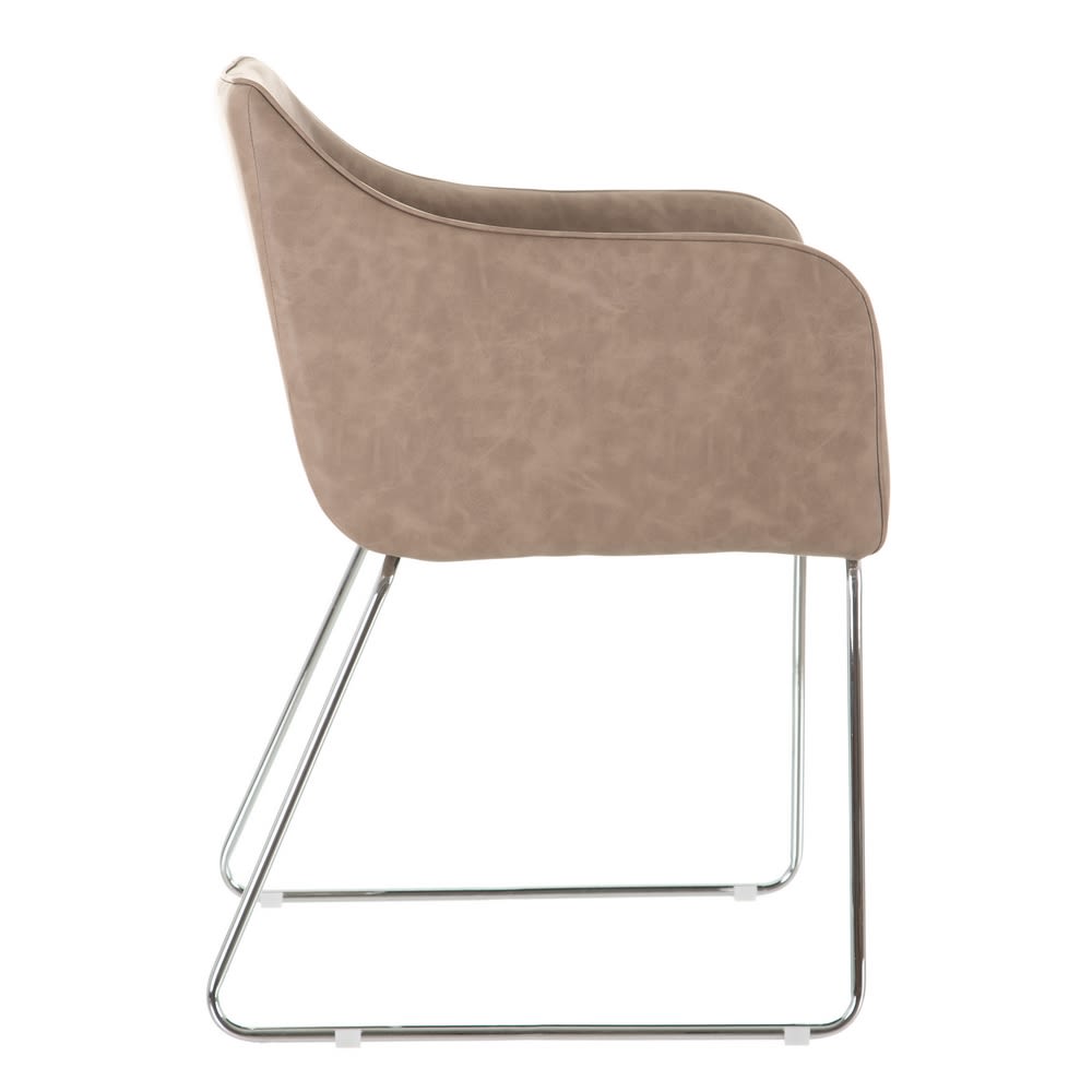 600016 Silla de diseño vintage industrial símil piel beige y patas metal - Imagen 5