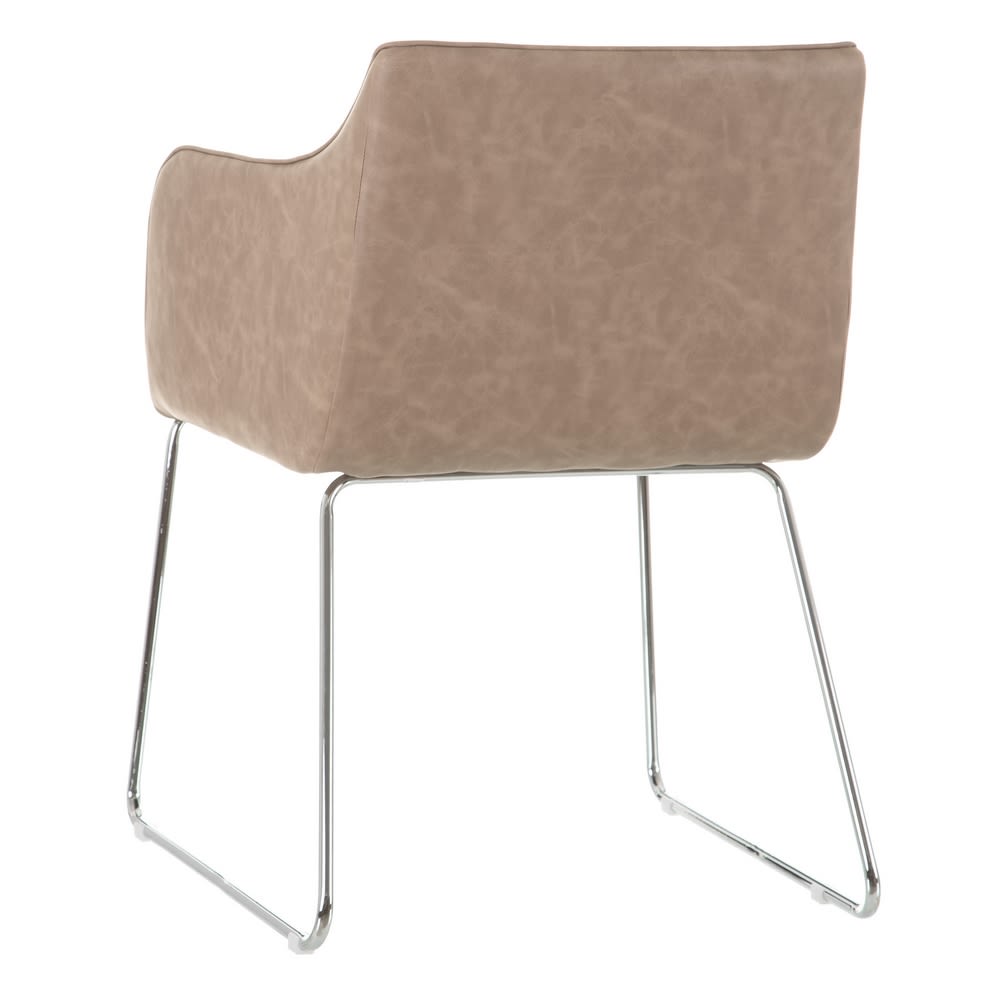 600016 Silla de diseño vintage industrial símil piel beige y patas metal - Imagen 6