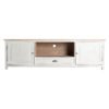 21230 Mueble de televisión de diseño rústico provenzal LEUCA 200 madera blanco y natural - Imagen 2
