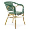 Sillón silla reposabrazos diseño vintage trenzado verde y blanco aluminio color madera (1)