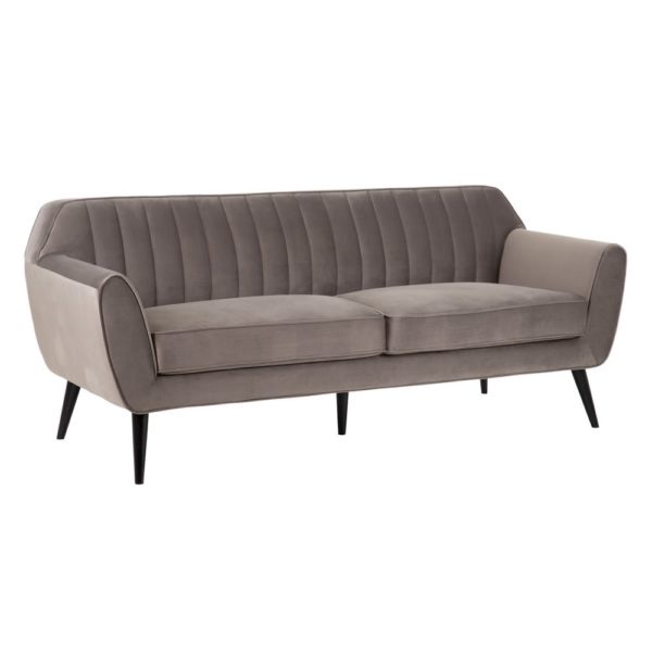 600257 Sofá de diseño vintage 196 tapizado terciopelo gris marengo y patas madera