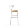25715/00 Taburete alto de diseño vintage madera blanco y asiento ratán - Imagen 3